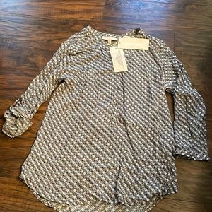 NWT Grand & Green black white and grey 3/4 sleeve top size small